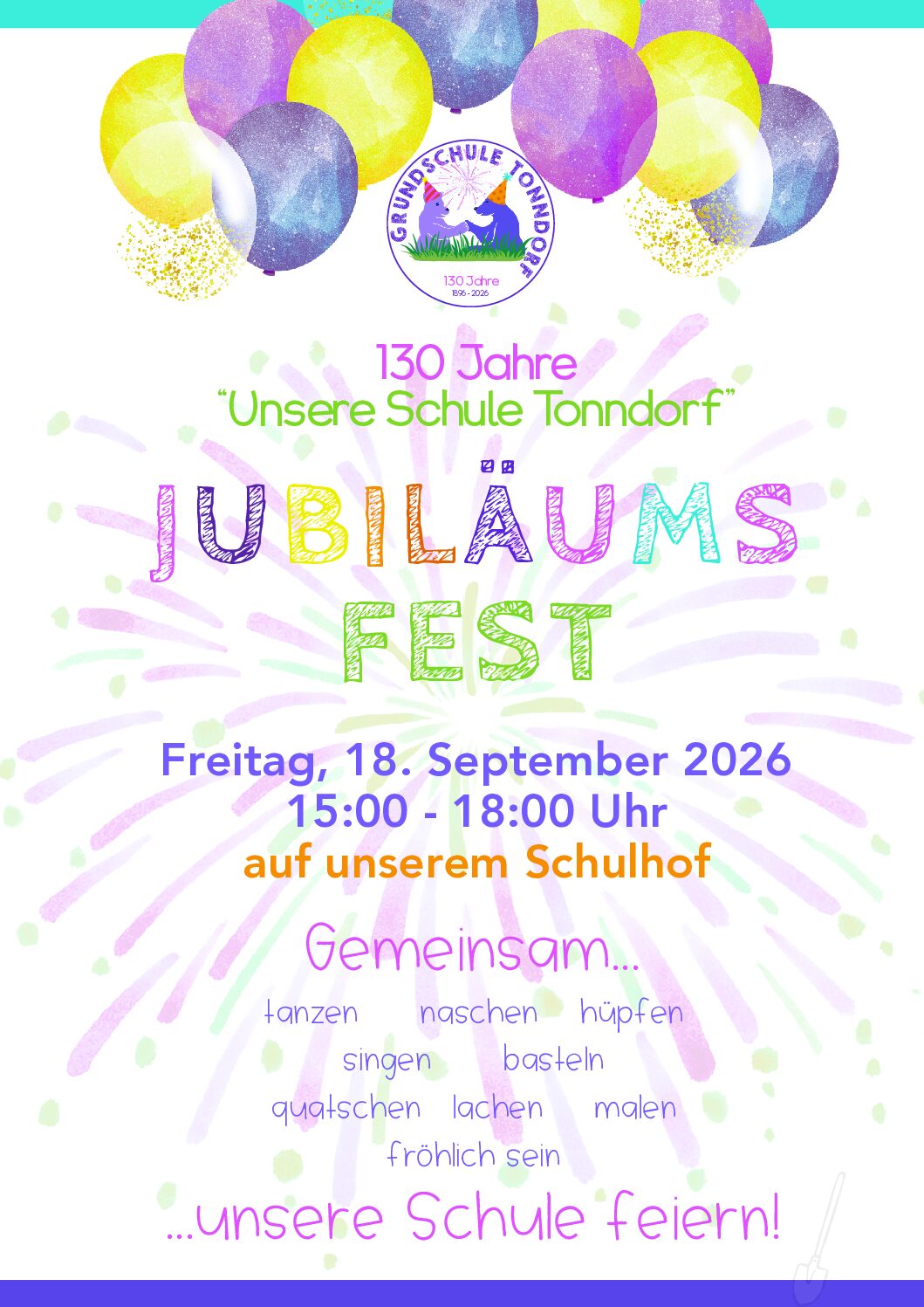Jubiläumsfest am 18. September, 15:00 – 18:00 Uhr